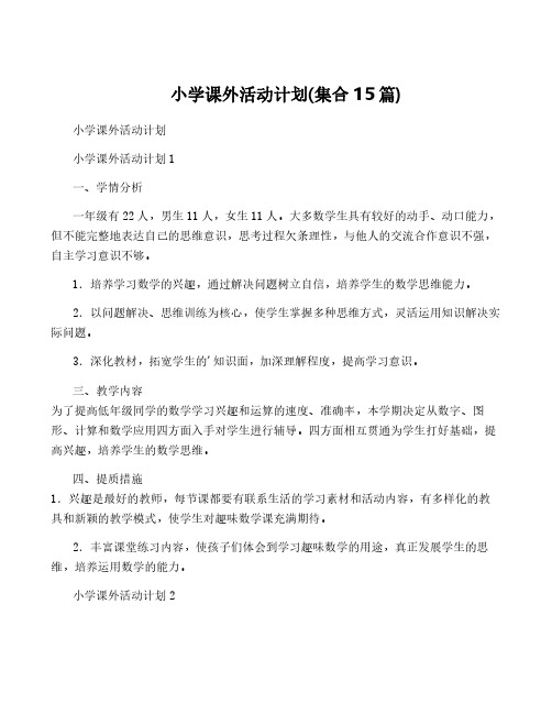 小学课外活动计划(集合15篇)