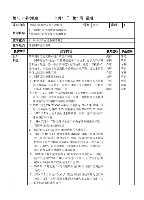 网络综合布线教案