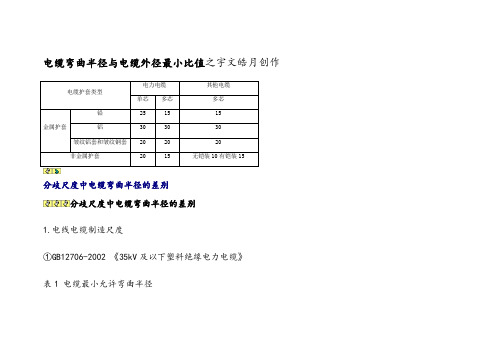 电缆的弯曲半径