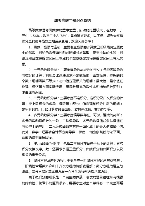 成考高数二知识点总结