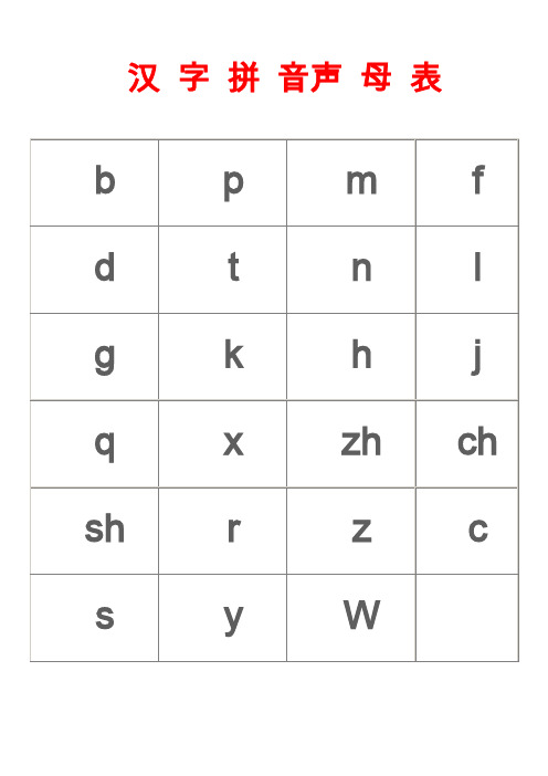 汉 字 拼 音声 母 表