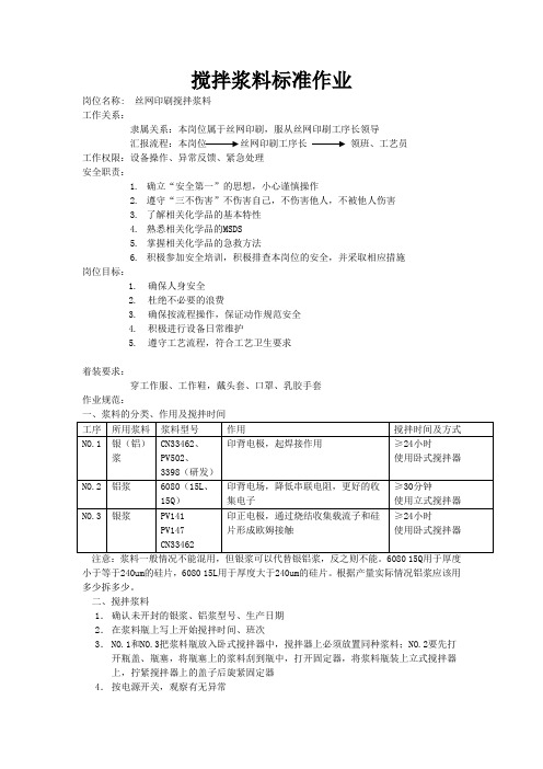 丝网印刷搅拌浆料