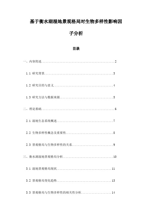 基于衡水湖湿地景观格局对生物多样性影响因子分析