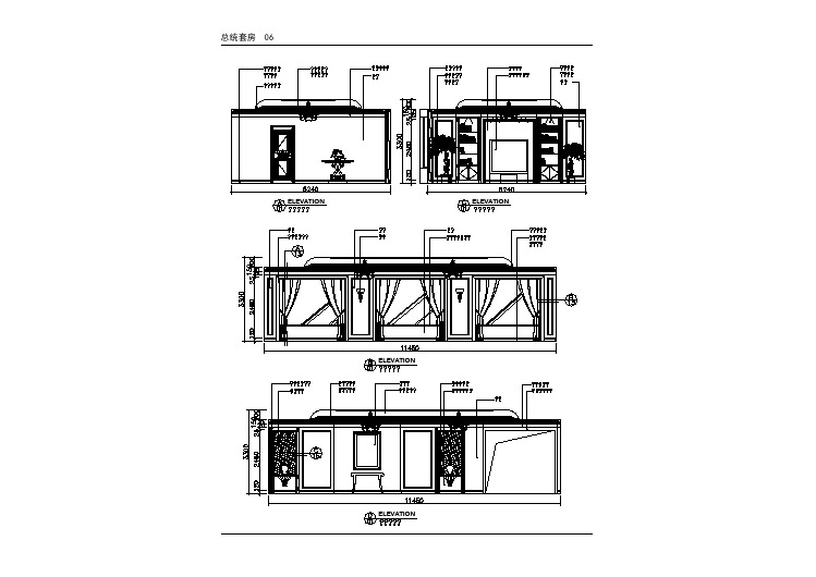 总统套房豪华室内装修cad平立面施工图