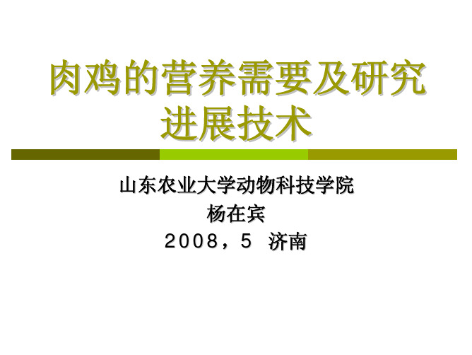 肉鸡的营养需要及研究