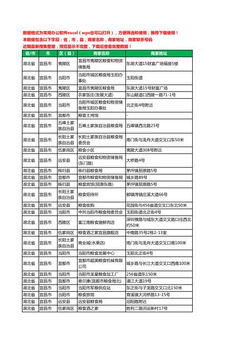 2020新版湖北省宜昌市粮食工商企业公司商家名录名单黄页联系电话号码地址大全54家