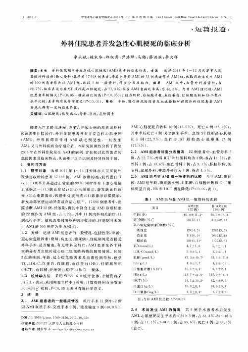 外科住院患者并发急性心肌梗死的临床分析