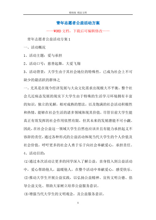 青年志愿者公益活动方案