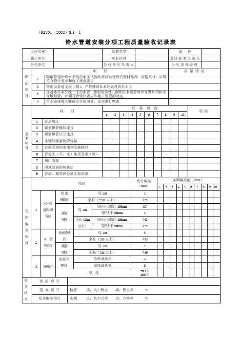 人防给水检验批