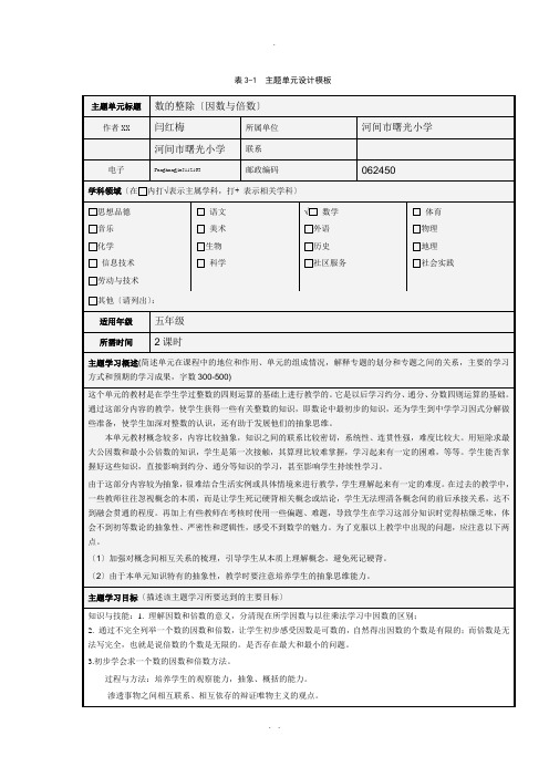 数的整除单元教学设计及思维导图