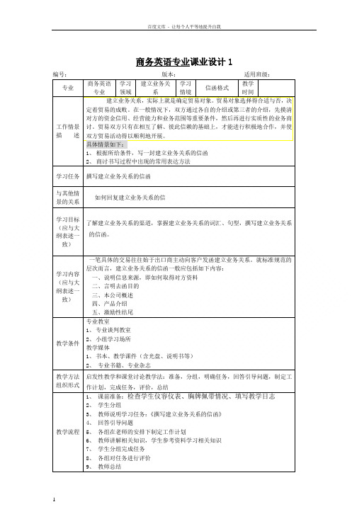 商务英语专业课业设计1