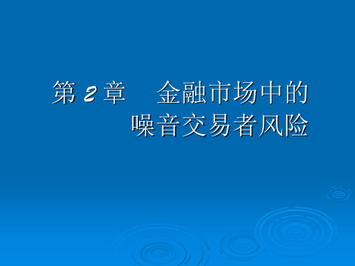 第二章 金融市场中的噪音交易者风险