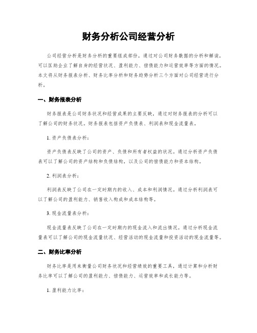 财务分析公司经营分析