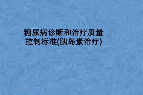 糖尿病诊断和治疗质量控制标准(胰岛素治疗)