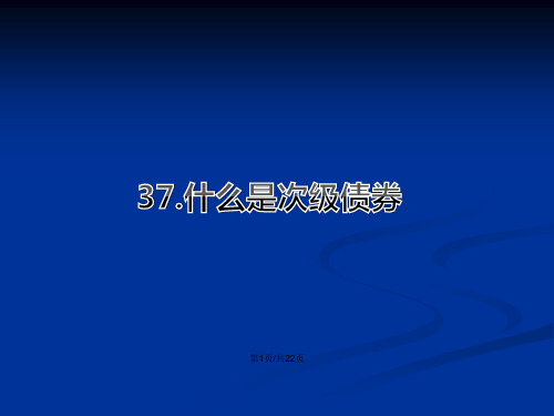 银行系金融知识学习次级债券辩析.pptx