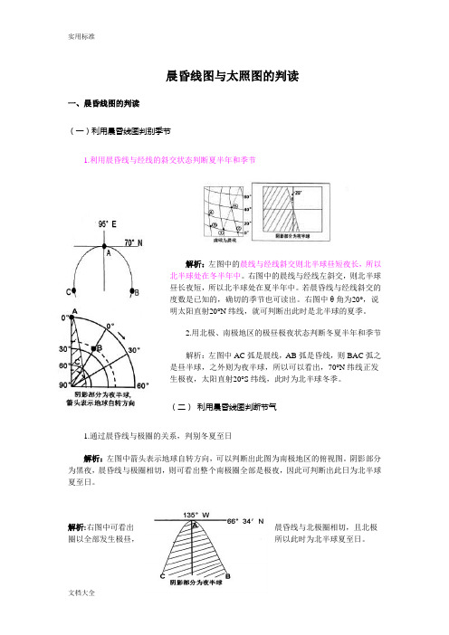 晨昏线图与太阳光照图地判读