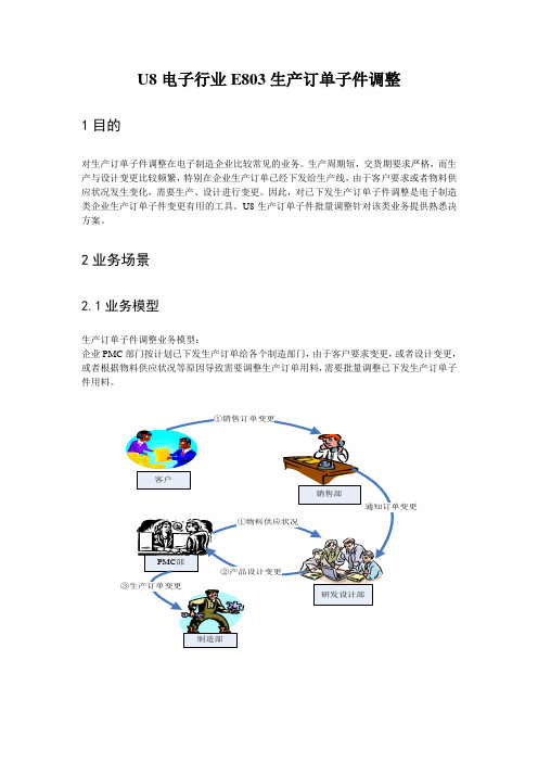 U8电子行业E803生产订单子件调整