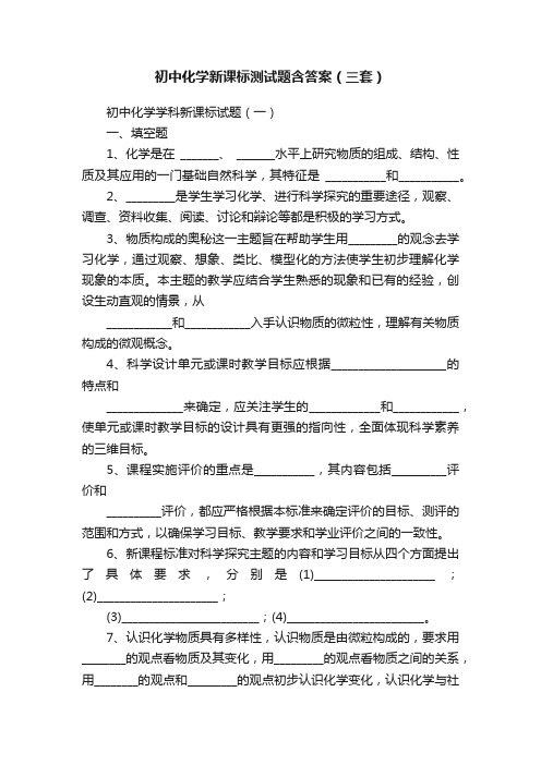 初中化学新课标测试题含答案（三套）