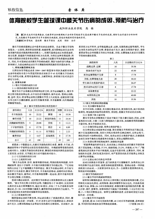 体育院校学生篮球课中膝关节伤病的成因、预防与治疗