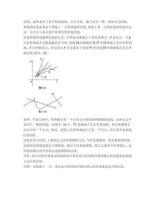 任意曲线的切线和法线的定义