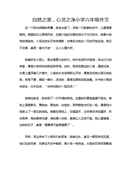 自然之美,心灵之净小学六年级作文