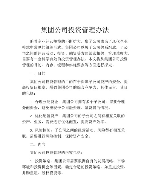 集团公司投资管理办法