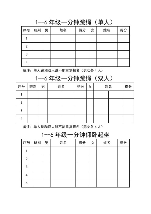 冬季运动会比赛报名表