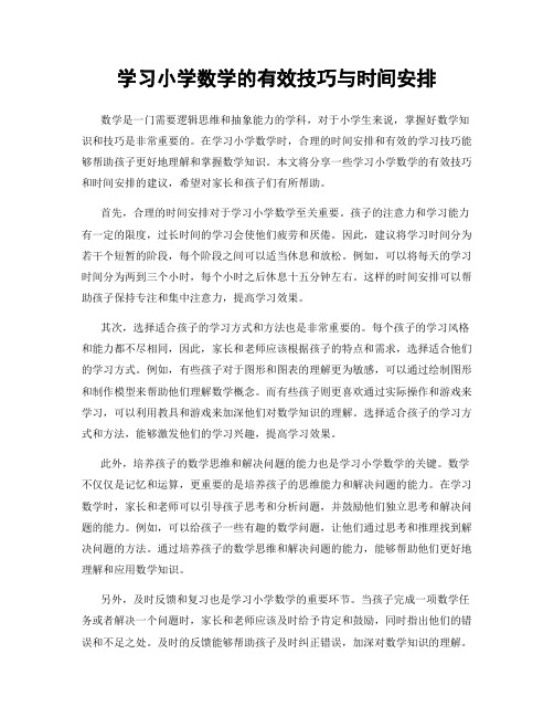 学习小学数学的有效技巧与时间安排