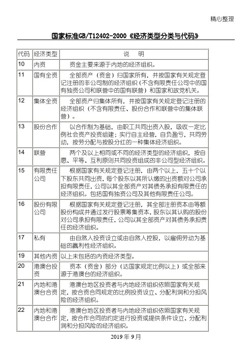 GBT12402-2000《经济类型分类与代码》