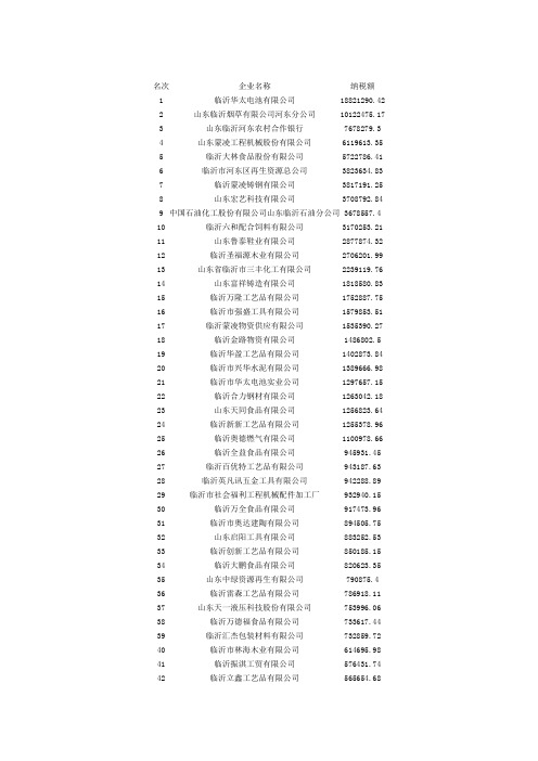 河东企业纳税100强