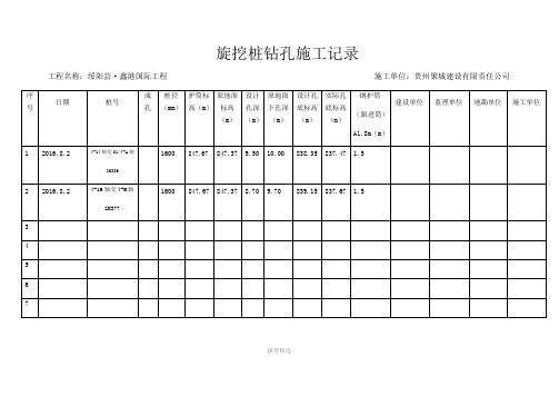 旋挖灌注桩施工记录Word版