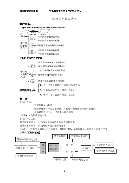 特殊平行四边形矩形菱形个性化教案