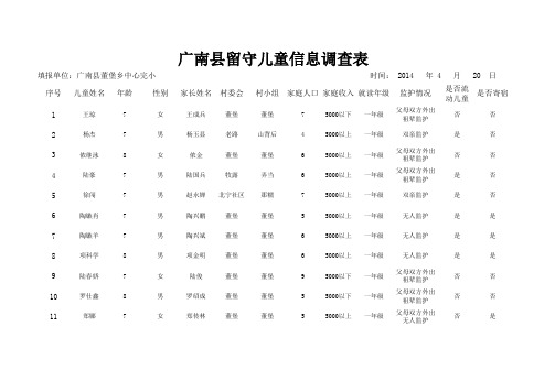 中心完小留守儿童信息