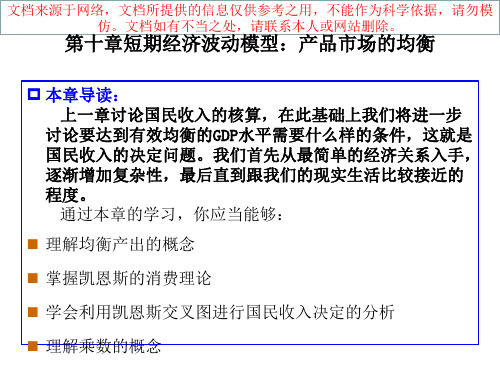 最新短期经济波动模型产品市场的均衡专业知识讲座