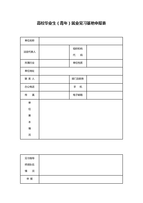 高校毕业生(青年)就业见习基地申报表