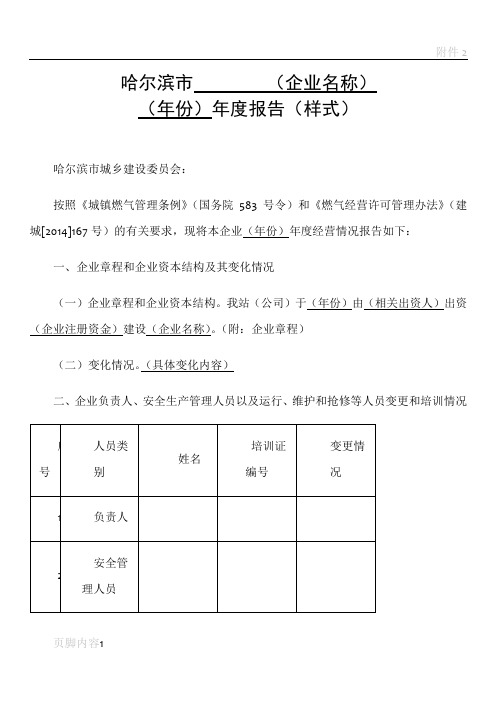 燃气企业年度经营报告模板