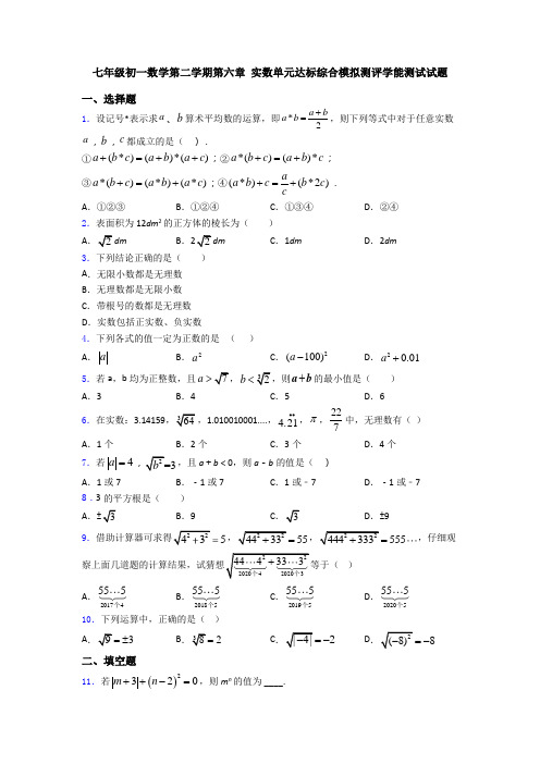 七年级初一数学第二学期第六章 实数单元达标综合模拟测评学能测试试题