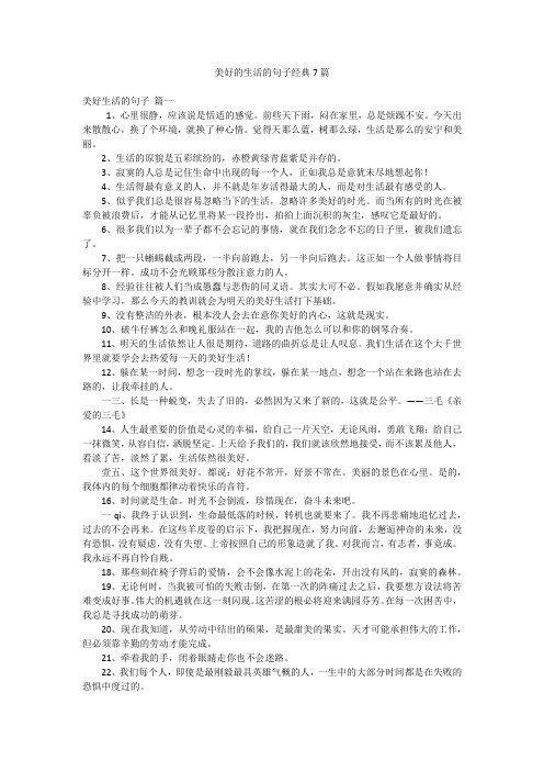 美好的生活的句子经典7篇