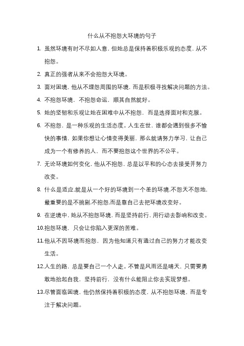 什么从不抱怨大环境的句子