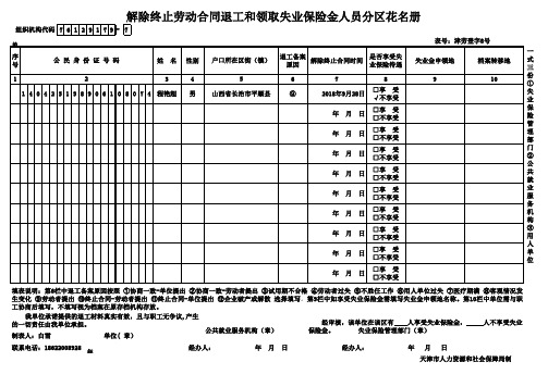 解除终止劳动合同退工花名册