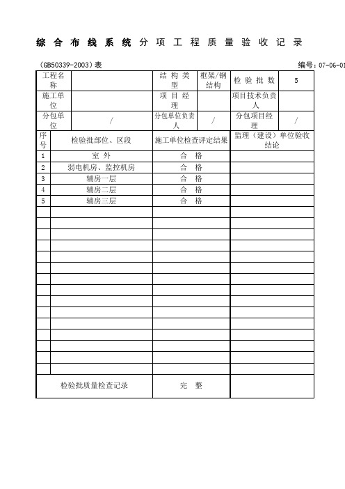 综合布线系统检验批质量验收记录