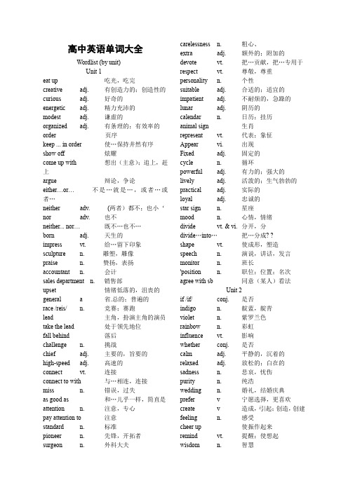 高中英语单词大全