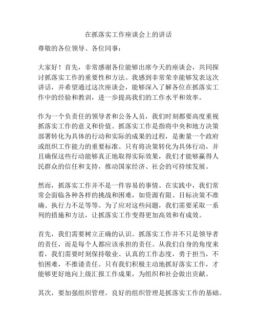 在抓落实工作座谈会上的讲话