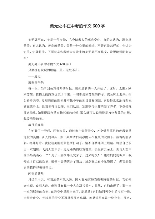 美无处不在中考的作文600字