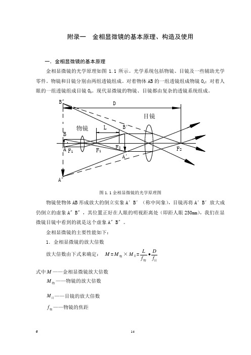 附录一  金相显微镜的基本原理、构造及使用