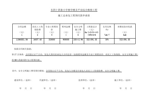 预付款申请表