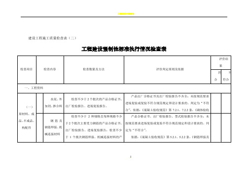 工程建设强制性标准执行情况检查表