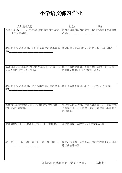 小学六年级语文课堂延伸练习II (63)