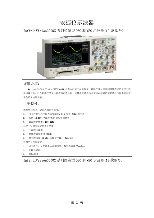 安捷伦示波器产品分类word资料10页