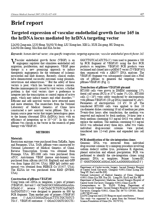 2007 Targeted expression of vascular endothelial growth factor 165 in